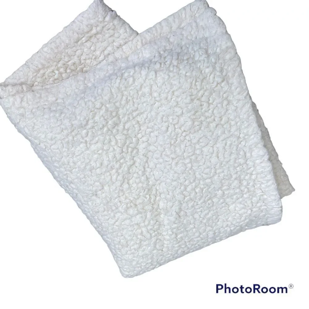 Urban Outfitters OU Home White Throw Soft Sherpa Fleece Blanket 65